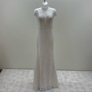 NWT Cap Sleeve, High Neck, Open Back Wedding Dress